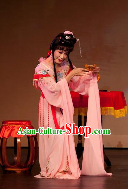 Chinese Shaoxing Opera Young Lady Dress and Headpieces Yue Opera Hua Tan Costumes Emperor and the Village Girl Apparels Garment