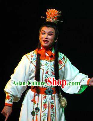 Chinese Yue Opera Scholar Garment Butterfly Love Monk Costumes and Headwear Shaoxing Opera Xiaosheng Young Male Apparels