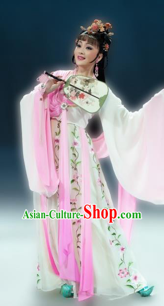Chinese Shaoxing Opera Noble Lady Dress and Headpieces Butterfly Love Monk Yue Opera Hua Tan Costumes Young Female Xiang Ning Apparels Garment