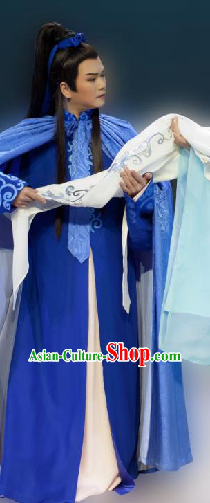 Chinese Yue Opera Young Male Apparels Butterfly Love Monk Costumes and Headwear Shaoxing Opera Crown Prince Zhen Ru Garment