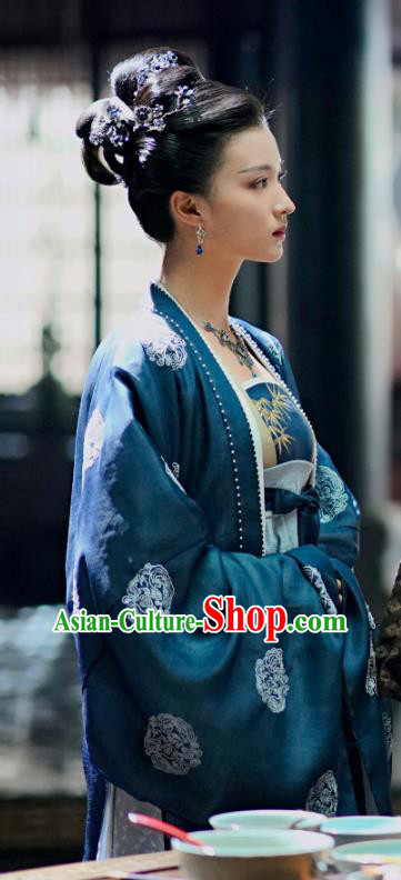 Chinese Song Dynasty Noble Consort Historical Costumes and Headpieces Drama Serenade of Peaceful Joy Ancient Court Lady Zhang Bihan Dress Garment