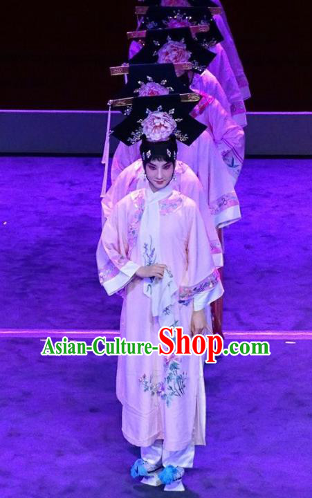 Chinese Beijing Opera Qing Dynasty Court Maid Apparels Costumes and Headdress Nan Hai Zi Traditional Peking Opera Young Lady Dress Garment
