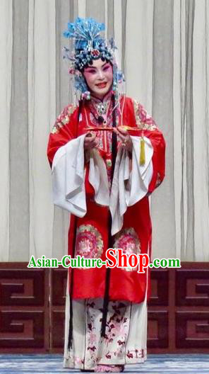 Chinese Ping Opera Princess Apparels Costumes and Headpieces Traditional Pingju Opera San Kan Yu Mei Diva Liu Jinding Red Dress Garment