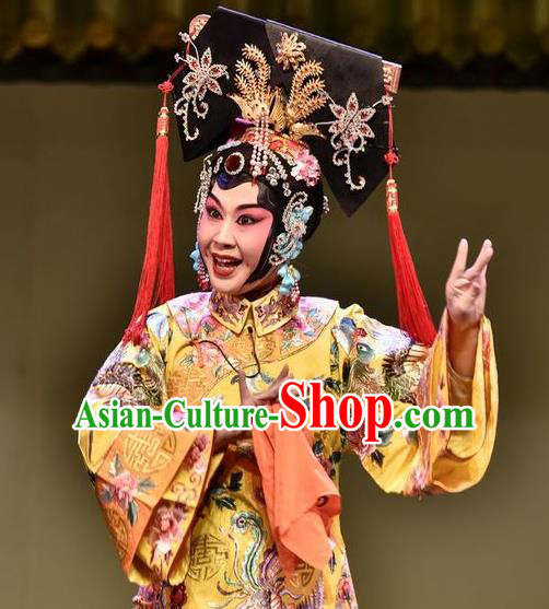 Chinese Beijing Opera Imperial Empress Apparels Costumes and Headdress Nan Hai Zi Traditional Peking Opera Qing Dynasty Dress Queen Borjigin Garment