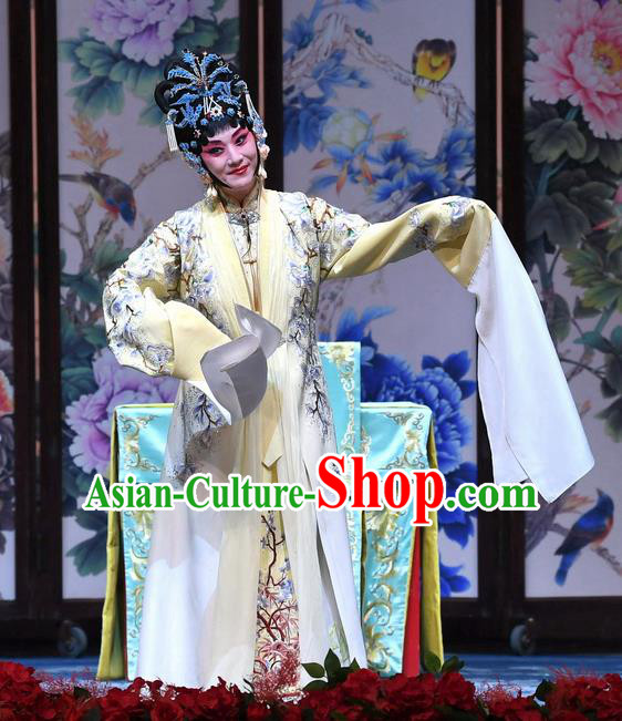 Chinese Beijing Opera Young Female Zhang Shangzhu Apparels Costumes and Headdress Tell On Sargam Traditional Peking Opera Hua Tan Dress Diva Garment