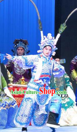 Lv Bu And Diao Chan Chinese Ping Opera Martial Male Costumes and Headwear Pingju Opera Wusheng Apparels Armor Clothing
