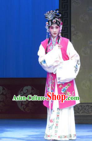 Chinese Ping Opera Young Beauty Apparels Costumes and Headpieces Traditional Pingju Opera Lv Bu And Diao Chan Hua Tan Diva Dress Garment