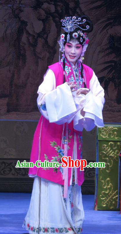 Chinese Ping Opera Young Beauty Apparels Costumes and Headpieces Traditional Pingju Opera Lv Bu And Diao Chan Hua Tan Diva Dress Garment