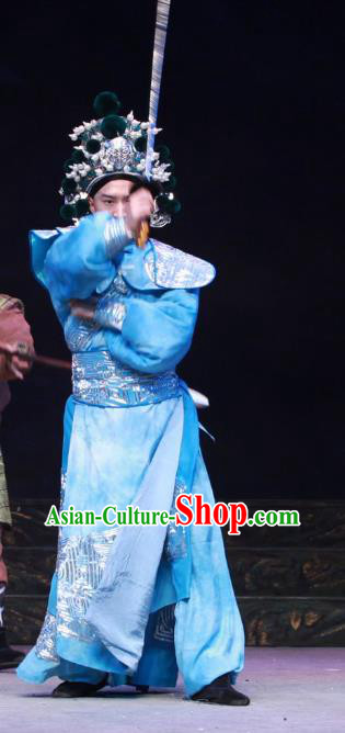 Chun Qiu Er Xu Chinese Peking Opera Young Male Garment Costumes and Headwear Beijing Opera Swordsman Apparels Takefu Zi Qi Clothing
