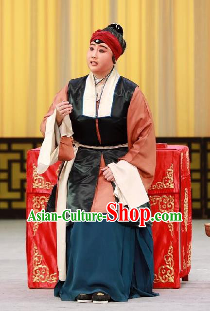 Chinese Beijing Opera Laodan Apparels Costumes and Headdress Love in the Wardrobe Traditional Peking Opera Pantaloon Dress Elderly Female Garment