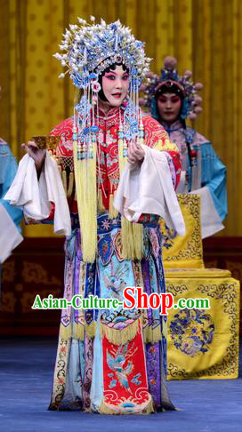 Chinese Beijing Opera Palace Princess Apparels Costumes and Headdress Yao Qi Traditional Peking Opera Hua Tan Dress Actress Yinping Garment