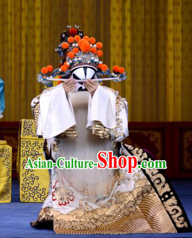 Yao Qi Chinese Peking Opera Elderly Official Garment Costumes and Headwear Beijing Opera Laosheng Apparels Minister Clothing