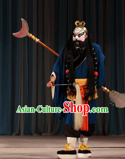 Tao Hua Cun Chinese Peking Opera Hero Garment Costumes and Headwear Beijing Opera Martial Male Apparels Monk Lu Zhishen Clothing