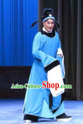Zhou Ren Xian Sao Chinese Ping Opera Young Male Costumes and Headwear Pingju Opera Scholar Zhou Ren Apparels Clothing