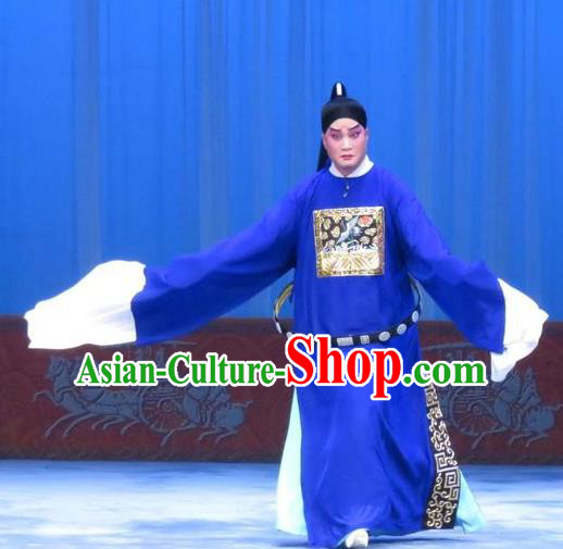 Zhou Ren Xian Sao Chinese Ping Opera Scholar Young Male Costumes and Headwear Pingju Opera Xiaosheng Zhou Ren Apparels Official Clothing
