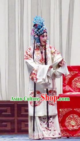 Chinese Ping Opera Princess Liu Jinding Apparels Costumes and Headpieces Traditional Pingju Opera San Kan Yu Mei Diva White Dress Garment