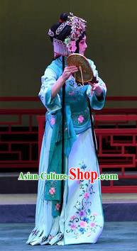 Chinese Beijing Opera Maidservant Apparels Costumes and Headdress Love of Jade Hairpin Traditional Peking Opera Xiaodan Dress Young Lady Xiao Hui Garment