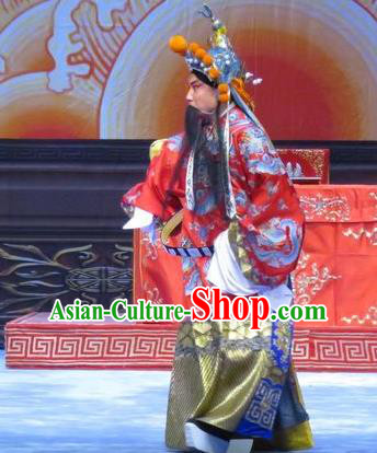 Zhou Ren Xian Sao Chinese Ping Opera Laosheng Elderly Male Costumes and Headwear Pingju Opera Emperor Apparels Clothing