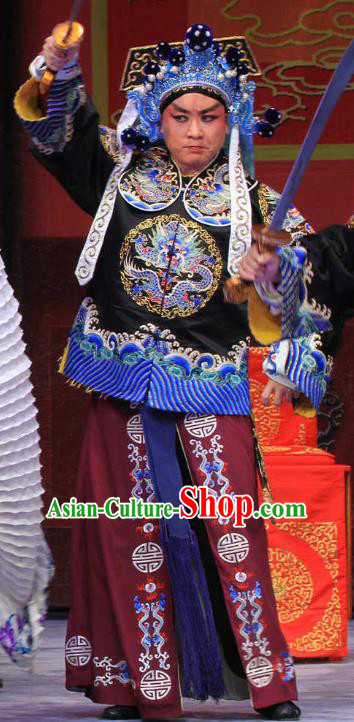 Zhou Ren Xian Sao Chinese Ping Opera Martial Male Costumes and Headwear Pingju Opera Bodyguard Apparels Clothing