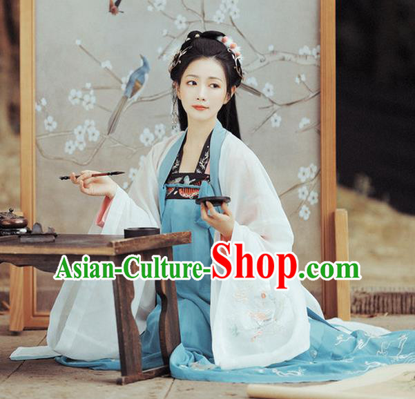 Chinese Traditional Tang Dynasty Noble Lady Apparels Historical Costumes Ancient Royal Princess Hanfu Dress Court Woman Garment