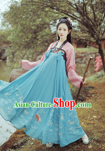 Chinese Traditional Tang Dynasty Noble Lady Apparels Historical Costumes Ancient Royal Princess Hanfu Dress Court Woman Garment