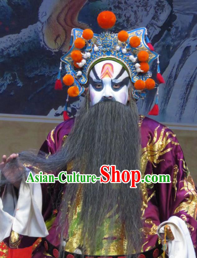 Tao Li Mei Chinese Ping Opera Elderly Male Costumes and Headwear Pingju Opera Minister Fang Hengxing Apparels Clothing