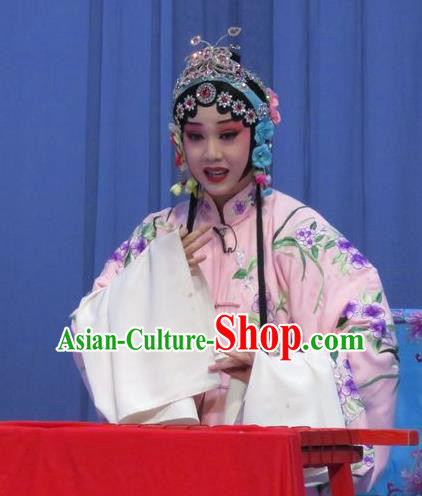Chinese Ping Opera Hua Tan Yutao Apparels Costumes and Headdress Traditional Pingju Opera Tao Li Mei Actress Pink Dress Garment