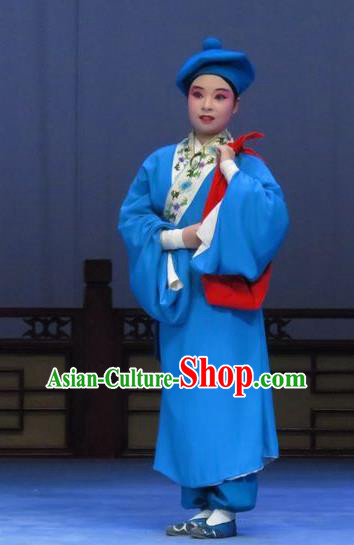 Tao Li Mei Chinese Ping Opera Young Servant Costumes and Hat Pingju Opera Livehand Apparels Clothing