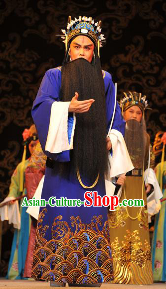 The Purple Robe Story Chinese Peking Opera Elderly Male Garment Costumes and Headwear Beijing Opera Laosheng Apparels Official Di Renjie Clothing