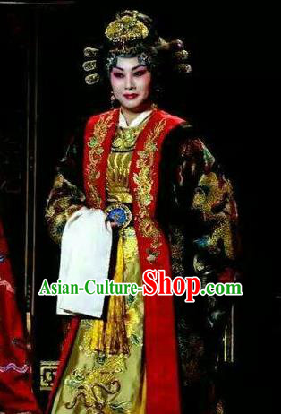 Chinese Beijing Opera Diva Wuzetian Apparels Costumes and Headpieces The Purple Robe Story Traditional Peking Opera Queen Dress Empress Garment