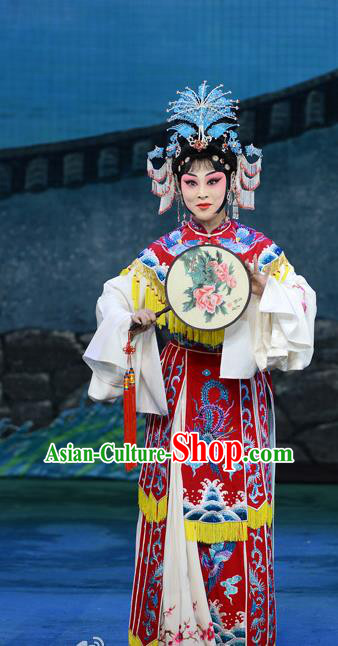 Chinese Beijing Opera Actress Apparels Costumes and Headdress Xie Yaohuan Traditional Peking Opera Young Female Dress Court Lady Garment