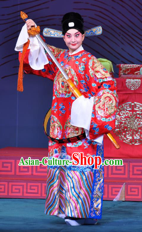 Xie Yaohuan Chinese Peking Opera Niche Garment Costumes and Headwear Beijing Opera Apparels Young Male Clothing Official Python Embroidered Robe