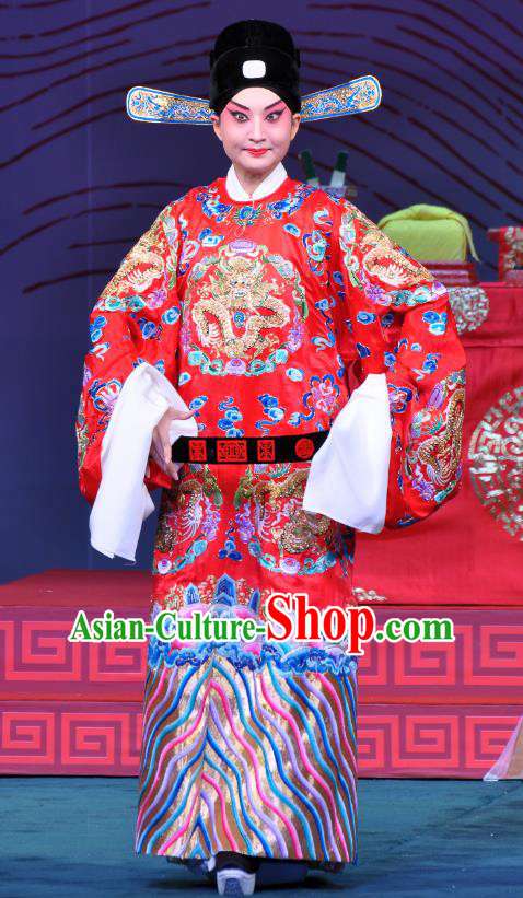 Xie Yaohuan Chinese Peking Opera Niche Garment Costumes and Headwear Beijing Opera Apparels Young Male Clothing Official Python Embroidered Robe