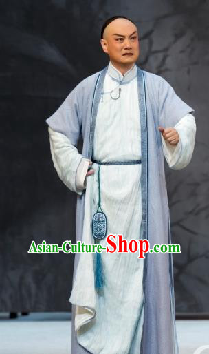 Jin LV Qu Chinese Peking Opera Young Male Garment Costumes and Headwear Beijing Opera Apparels Qing Dynasty Scholar Wu Zhaoqian Clothing