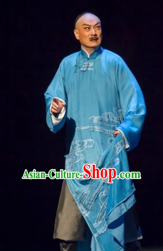 Jin Lv Qu Chinese Peking Opera Middle Age Male Garment Costumes and Headwear Beijing Opera Apparels Qing Dynasty Scholar Gu Zhenguan Clothing