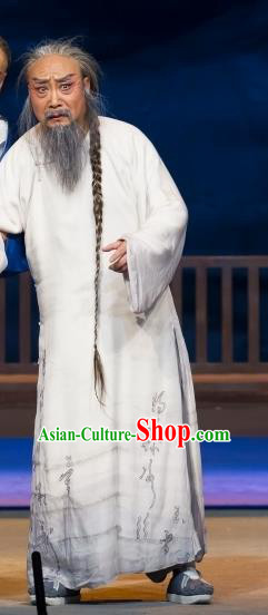 Jin Lv Qu Chinese Peking Opera Elderly Male Garment Costumes and Headwear Beijing Opera Laosheng Apparels Qing Dynasty Scholar Clothing