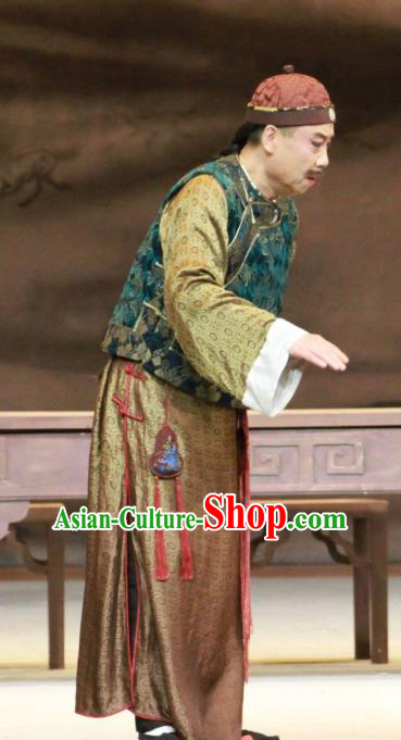 Jin Lv Qu Chinese Peking Opera Laosheng Garment Costumes and Headwear Beijing Opera Apparels Qing Dynasty Elderly Male Clothing