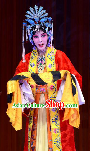 Chinese Ping Opera Noble Consort Liu E Apparels Costumes and Headpieces Traditional Pingju Opera Palm Civet for Prince Court Queen Dress Garment