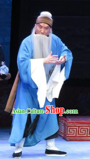 Tell on Sargam Chinese Ping Opera Old Servant Zhang Zhong Garment Costumes and Headwear Pingju Opera Elderly Male Apparels Clothing