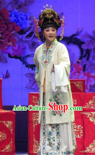 Chinese Ping Opera Huadan Zhang Saizhu Apparels Costumes and Headpieces Tell on Sargam Traditional Pingju Opera Young Female Yellow Dress Garment