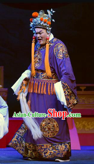 Da Song Zhong Yi Zhuan Chinese Ping Opera Elderly Male Garment Costumes and Headwear Pingju Opera Eunuch Guo Huai Apparels Clothing