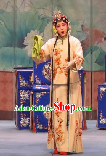 Chinese Ping Opera Xiao Dan Apparels Costumes and Headpieces Southeast Fly the Peacocks Traditional Pingju Opera Young Girl Dress Garment