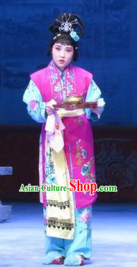 Chinese Ping Opera Servant Girl Apparels Costumes and Headpieces Tell on Sargam Traditional Pingju Opera Xiaodan Dress Garment