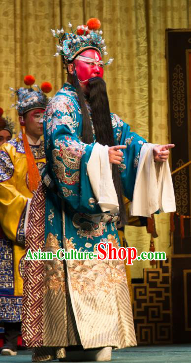 San Da Tao Sanchun Chinese Peking Opera Laosheng Garment Costumes and Headwear Beijing Opera Apparels Official Green Robe Clothing