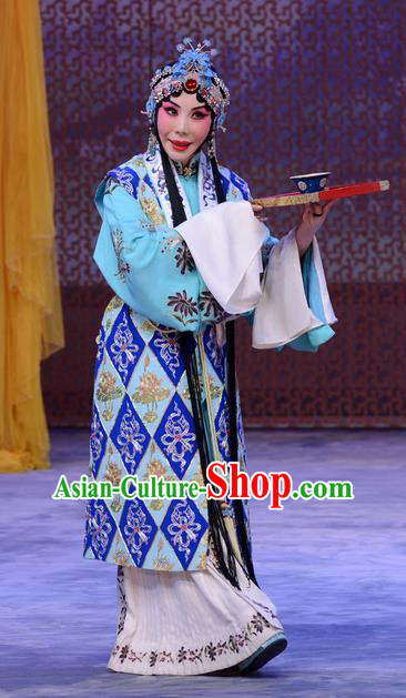 Chinese Beijing Opera Taoist Nun Apparels Costumes and Headdress Han Yuniang Traditional Peking Opera Actress Dress Young Female Garment