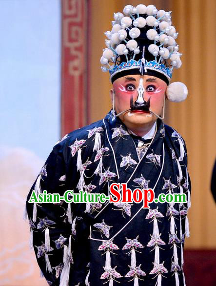 Nine Dragons Cup Chinese Peking Opera Clown Garment Costumes and Headwear Beijing Opera Chou Role Apparels Robber Clothing