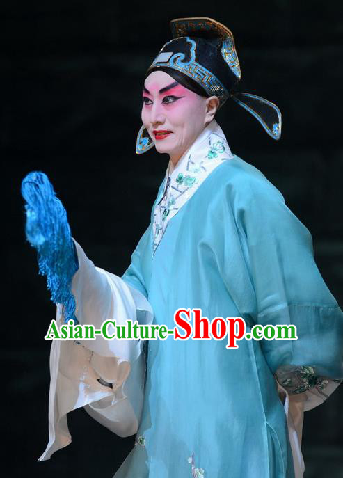 On A Wall and Horse Chinese Peking Opera Scholar Garment Costumes and Headwear Beijing Opera Young Male Apparels Childe Pei Shaojun Clothing