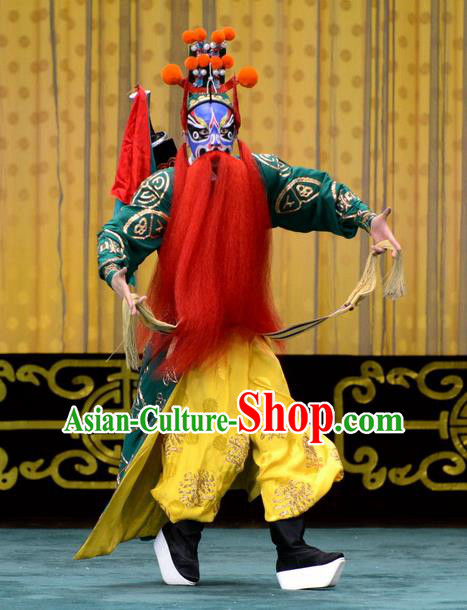 Chained Traps Chinese Peking Opera Takefu Dou Erduan Garment Costumes and Headwear Beijing Opera Wusheng Apparels Martial Male Clothing