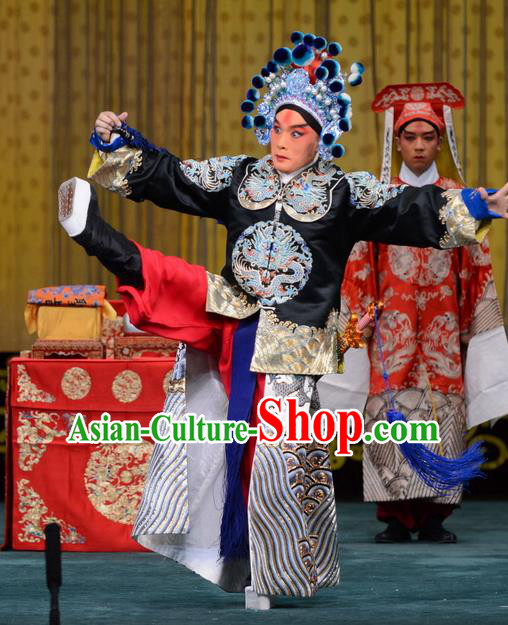 Chained Traps Chinese Peking Opera Young Man Garment Costumes and Headwear Beijing Opera Takefu Huang Tianba Apparels Martial Male Clothing
