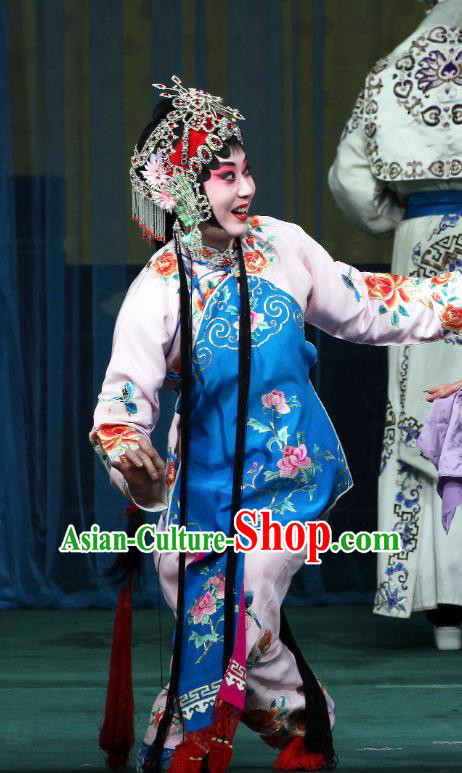 Chinese Beijing Opera Hua Tan Chen Xiuying Apparels Romance of the Iron Bow Costumes and Headpieces Traditional Peking Opera Young Female Dress Actress Garment
